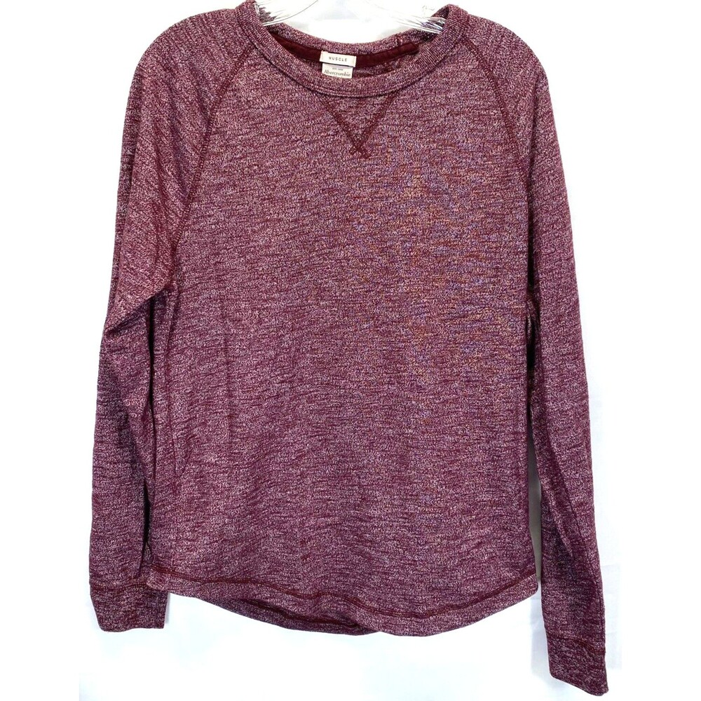 Abercrombie & Fitch Muscle Shirt Men Size Small Maroon Long Sleeve Cotton Blend